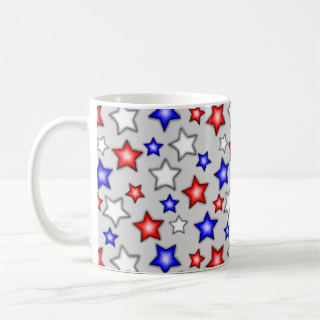 Patriotic Stars - Light Grey Coffee Mug Kaffemugg (Vänster)