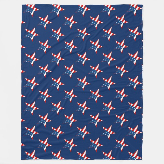 Patriotic Stars Mönster Fleece Blanket (Framsidan)