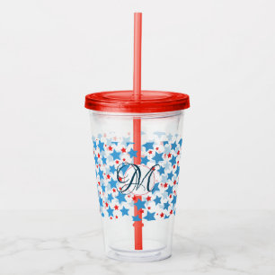 Patriotic Stars Mönster Monogram Anpassningsbar Take Away Mugg