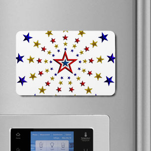 Patriotic Stars Mönster Red Guld Blue Flexible Magnet