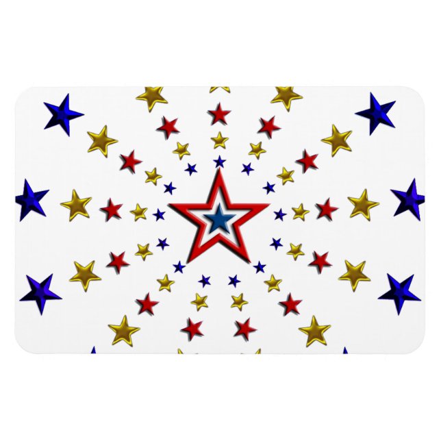 Patriotic Stars Mönster Red Guld Blue Flexible Magnet (Horisontell)