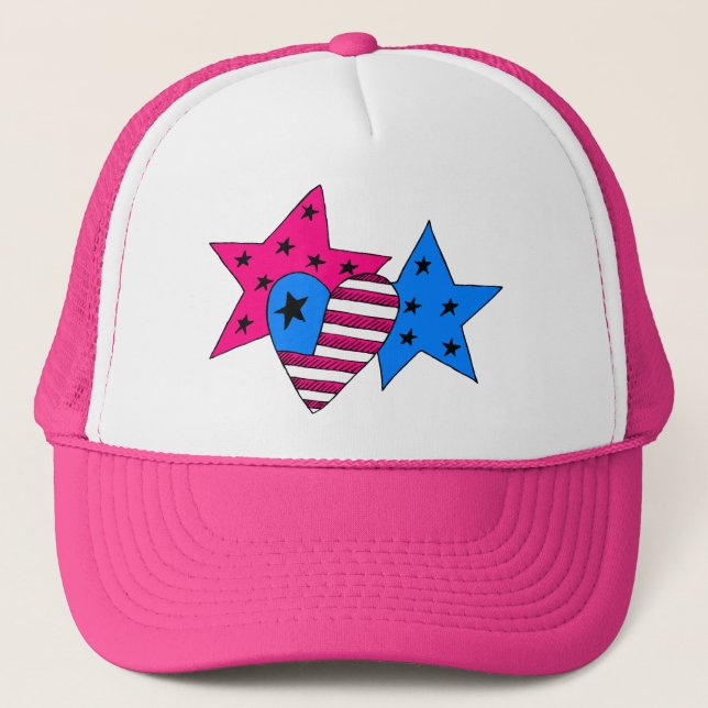 Patriotic Stars och Heart Hat Keps (Framsida)