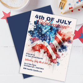 Patriotic Stars och stripes 4 juli Firande Inbjudningar