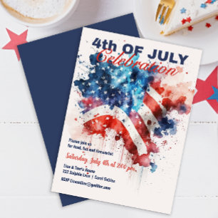 Patriotic Stars och stripes 4 juli Firande Inbjudningar