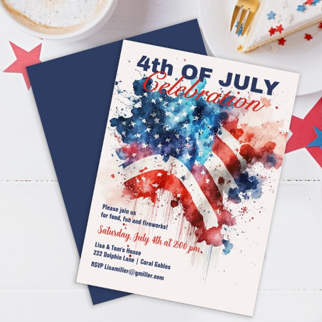 Patriotic Stars och stripes 4 juli Firande Inbjudningar (Skapare uppladdad)