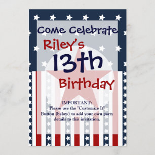 Patriotic Stars och stripes American Flagga Design Inbjudningar