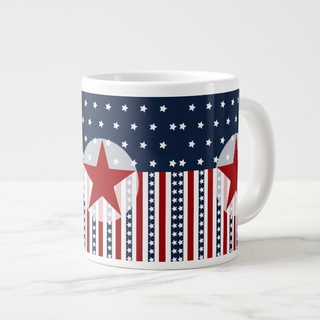 Patriotic Stars och stripes American Flagga Design Jumbo Mugg (Framsida höger)