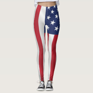 Patriotic Stars och stripes Blue White Helgdag Leggings