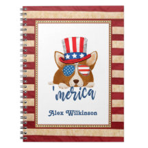 Patriotic Stars och stripes Hat och Glass Corgi