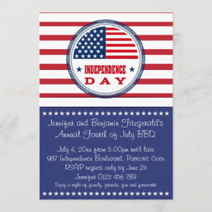 Patriotic Stars och stripes juli 4:e BBQ Inbjudningar