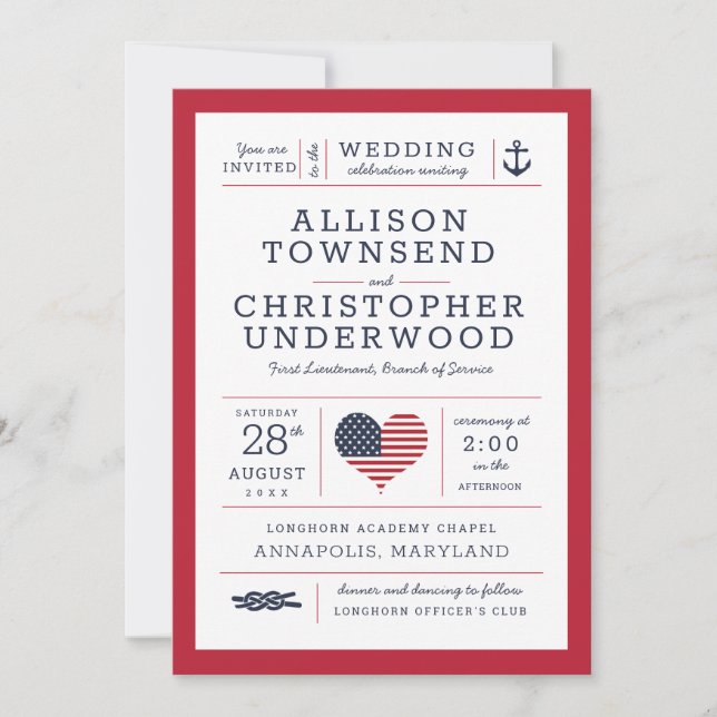 Patriotic Stars och stripes Nautical Military Meddelande (Framsida)