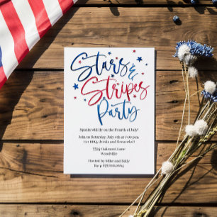 Patriotic Stars och stripes Party Anpassningsbar Inbjudningar