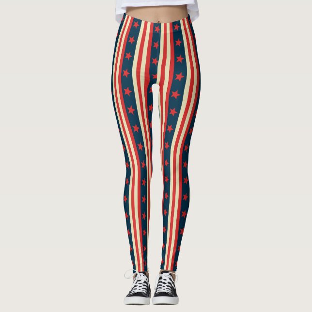 Patriotic Stars och stripes - Vintage American Leggings (Framsida)