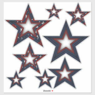 Patriotic Stars   Olika storlekar Klistermärken