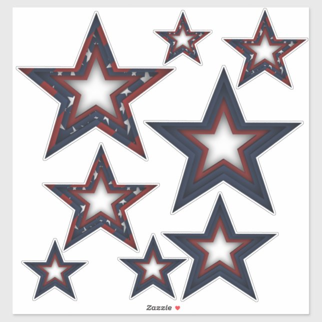 Patriotic Stars | Olika storlekar Klistermärken (Ark)
