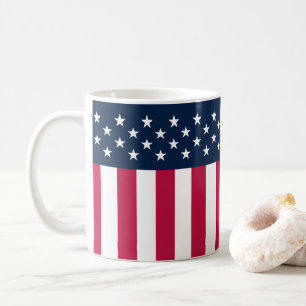 Patriotic Stars på Rand Rött vitt blått Kaffemugg