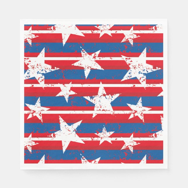Patriotic Stars Pappra Napkins Pappersservett (Framsidan)