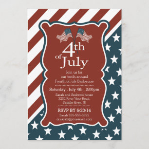 Patriotic Stars & Rand 4:e juli Party Inbjudningar