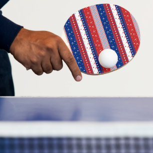 Patriotic Stars & Rand Abstrakt American Flagga 2 Pingisracket