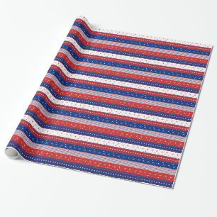 Patriotic Stars & Rand Abstrakt American Flagga 2 Presentpapper