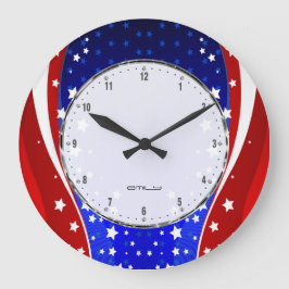 Patriotic Stars & Rand Abstrakt American Flagga 3 Stor Klocka