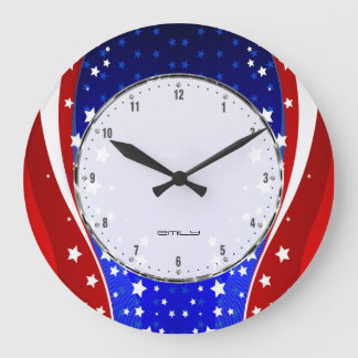 Patriotic Stars & Rand Abstrakt American Flagga 3 Stor Klocka
