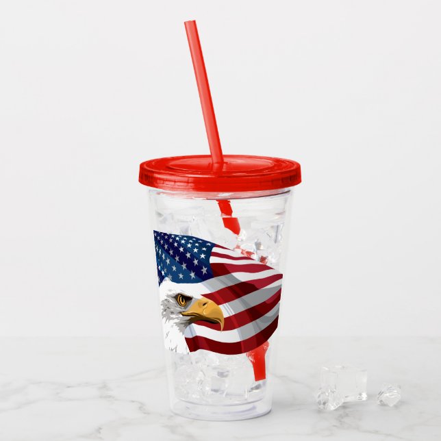 Patriotic Stars & Rand Acrylic Tumbler Take Away Mugg (Framsida Ice)
