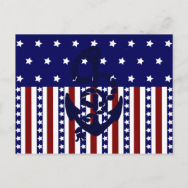 Patriotic Stars Rand Anchor Sailor Mönster Vykort