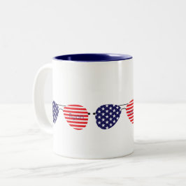 Patriotic Stars Rand Aviator Sunglasses Namn Två-Tonad Mugg