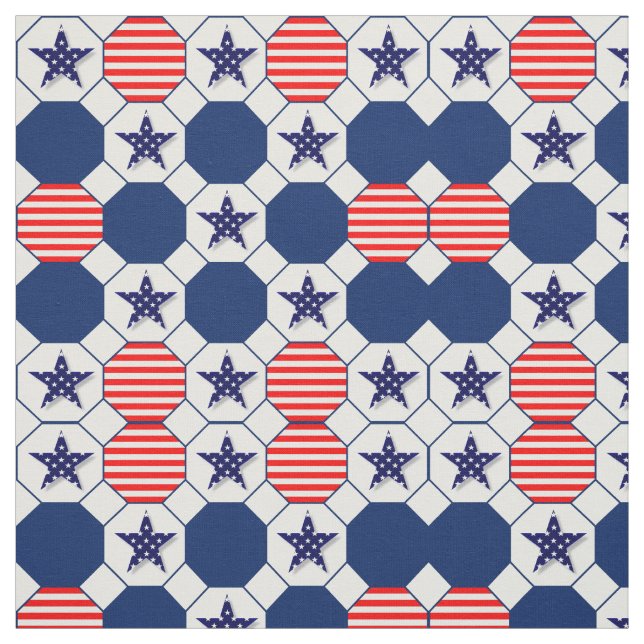 Patriotic Stars & Rand Fabric Tyg (Provkarta)