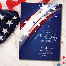 Patriotic Stars & Rand Fjärde juli Inbjudningar