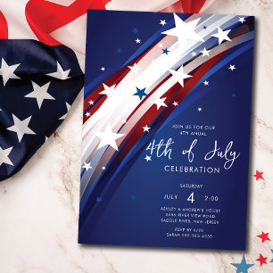 Patriotic Stars & Rand Fjärde juli Inbjudningar