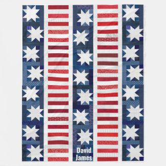 Patriotic Stars Rand Flagga Quilt Photo Memory Fleecefilt