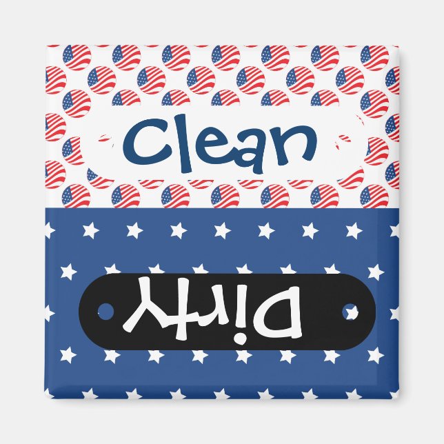 Patriotic Stars Rand Freedom Flagga 4 juli Magnet (Framsidan)