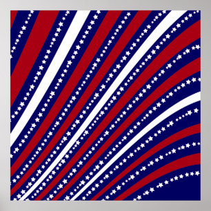 Patriotic Stars Rand Freedom Flagga 4 juli Poster