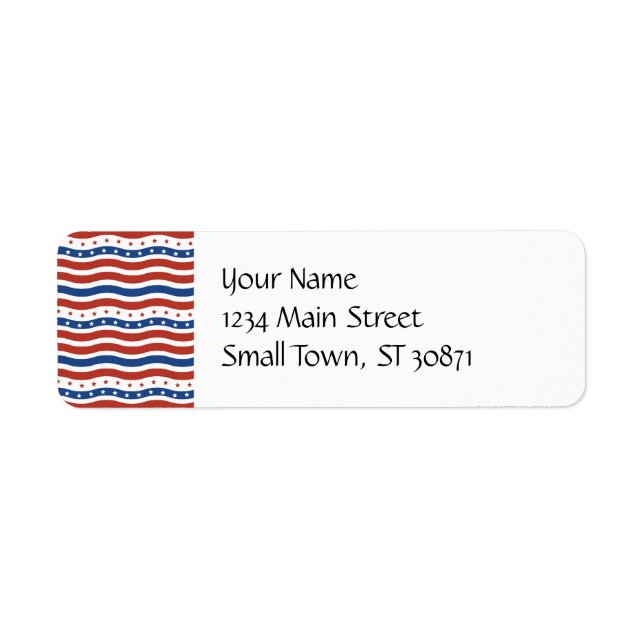 Patriotic Stars Rand Freedom Flagga Fjärde juli Returadress Etikett (Framsidan)