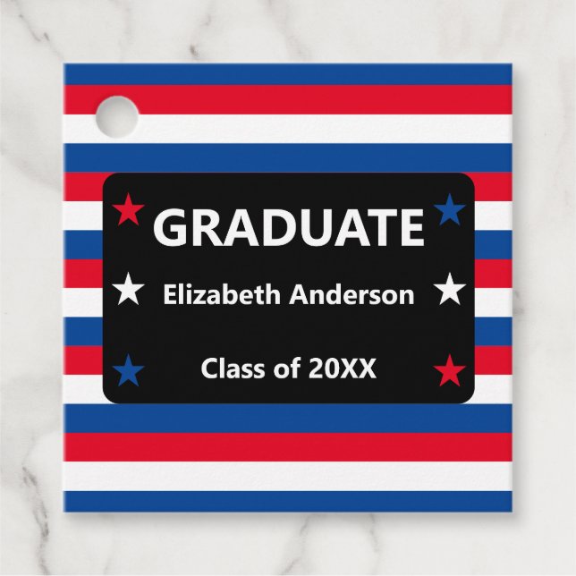 Patriotic Stars & Rand Studenten Gåvor Etiketter (Framsida)