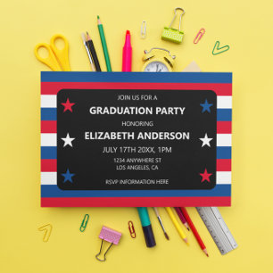 Patriotic Stars & Rand Studenten Inbjudningar