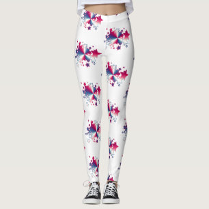Patriotic Stars Rött vitt blått Mönster Geometric Leggings
