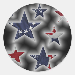 Patriotic Stars Runt Klistermärke