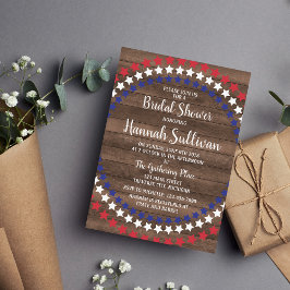 Patriotic Stars Rustic 4:e juli-Möhippan Inbjudningar