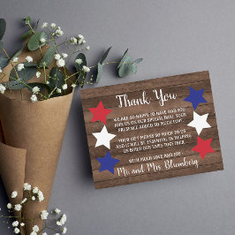 Patriotic Stars Rustic 4:e juli Tackkort Inbjudningar