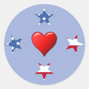 Patriotic Stars Sticker Runt Klistermärke