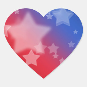 Patriotic Stars Stickers Hjärtformat Klistermärke