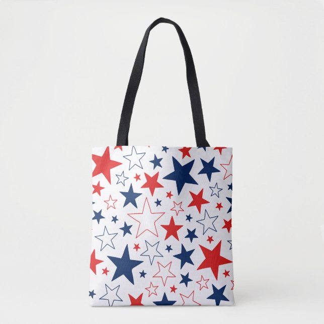 Patriotic Stars Tote Bag Tygkasse (Framsida)