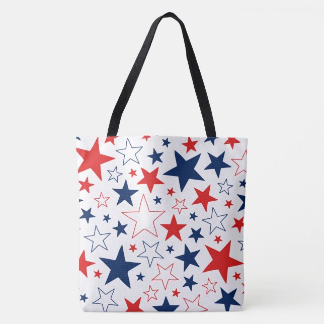 Patriotic Stars Tote Bag Tygkasse (Framsida)