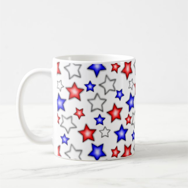 Patriotic Stars - White Coffee Mug Kaffemugg (Vänster)