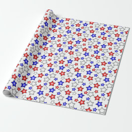 Patriotic Stars - White Wrapping Paper Presentpapper