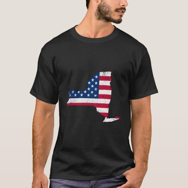 Patriotic State New York USA flagga for T Shirt (Framsida)