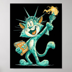 Patriotic Statue Costume for Cats and Liberty Kärl Poster